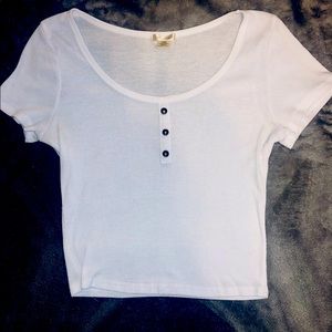 Basic white crop top with button details